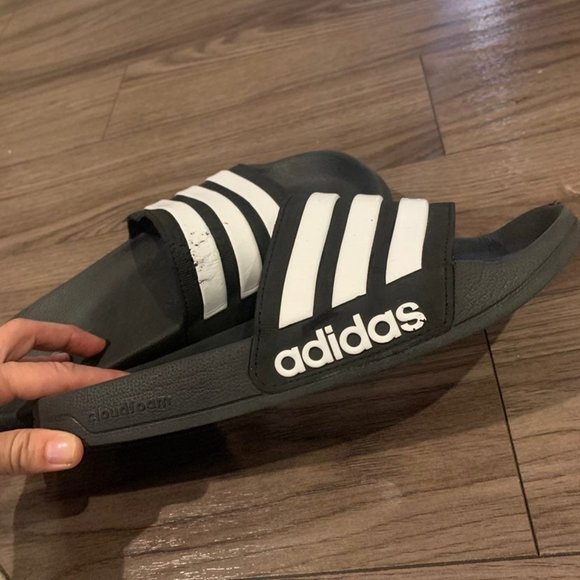Adidas slides black classic 8 mens 3-stripe